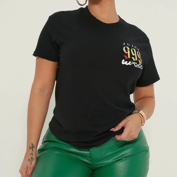 Black Graphic Tee with Colorful Design - Picture 2 of 3